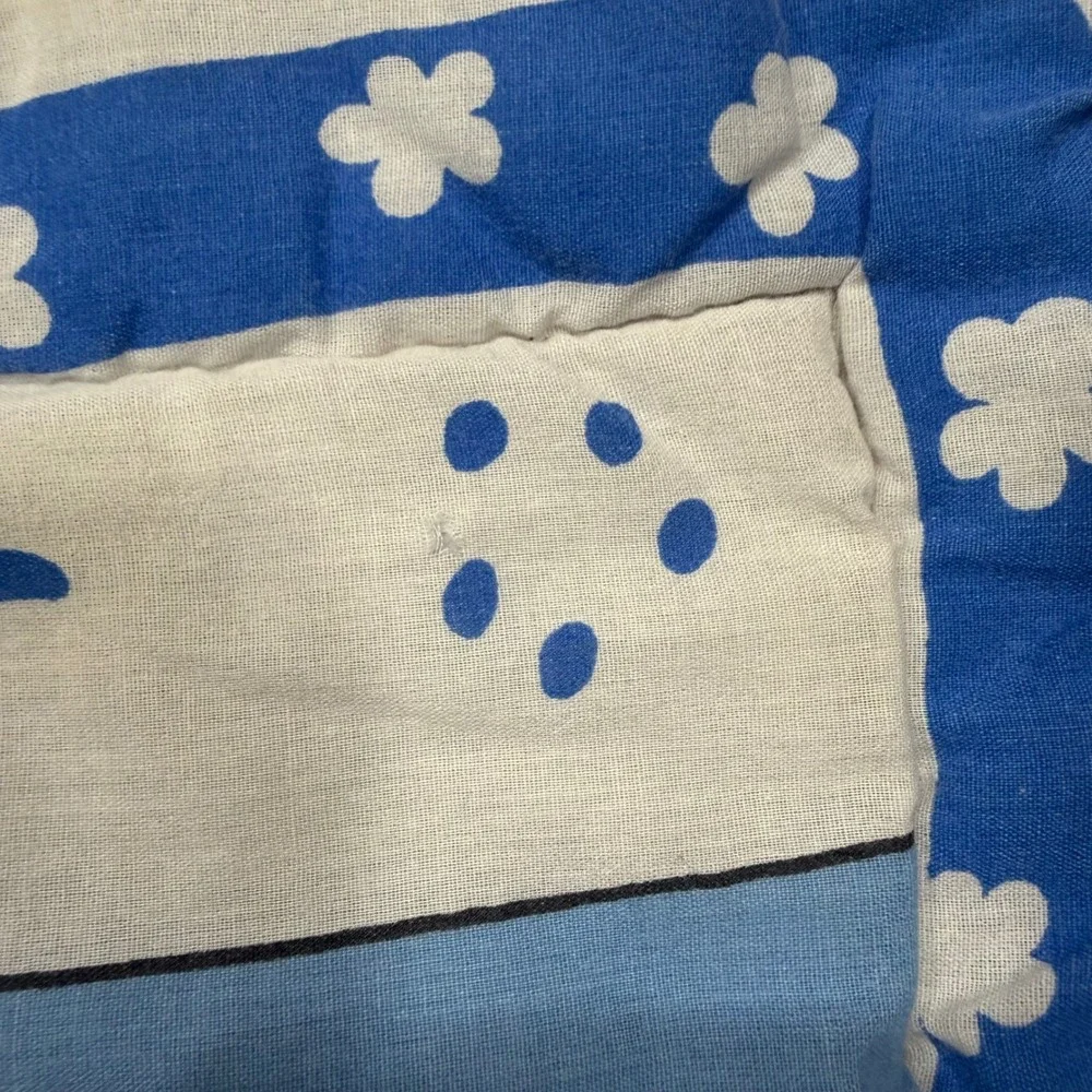 Vintage Paddington Bear Quilted Baby Blanket Nursery Wall Hanging Blue White v